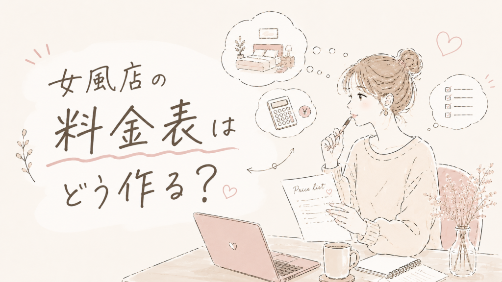女風店の料金表を設計するイメージ